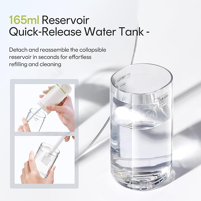 Water Flosser Portable for Travel - Mini Water Flosser with 3 Modes IPX7 Waterproof 360° Nozzles Cordless Water Dental Flosser for Teeth Cleaning Flossing for Adults Braces &amp Sensitive Gums