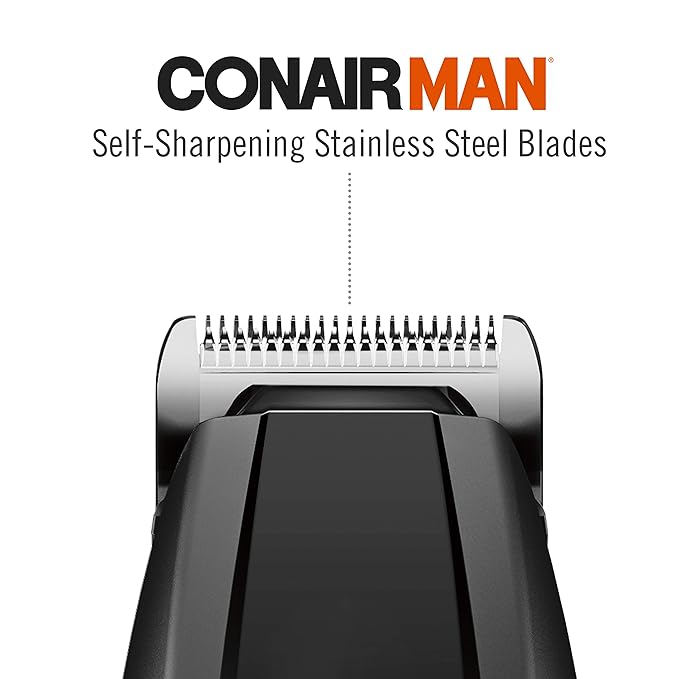 ConairMAN All-in-One Beard Trimmer for Men Includes Nose and Ear Hair Trimmer with 5-Position Comb Attachment 4 piece Men's Grooming Kit Battery Operated