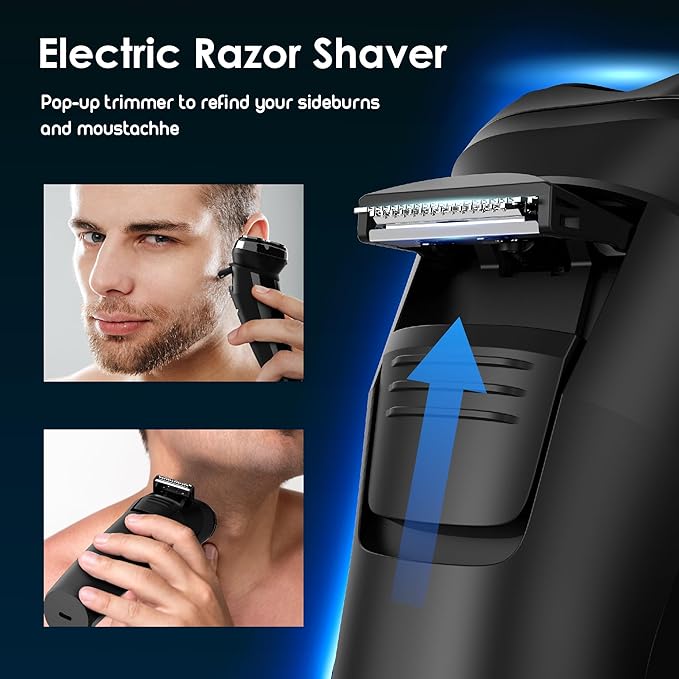 Nicebay Electric Razor Electric Shavers for Men Wet/Dry Shaver LED Display IPX7 Waterproof Electric Shaver Rechargeable Cordless Shavers for Men