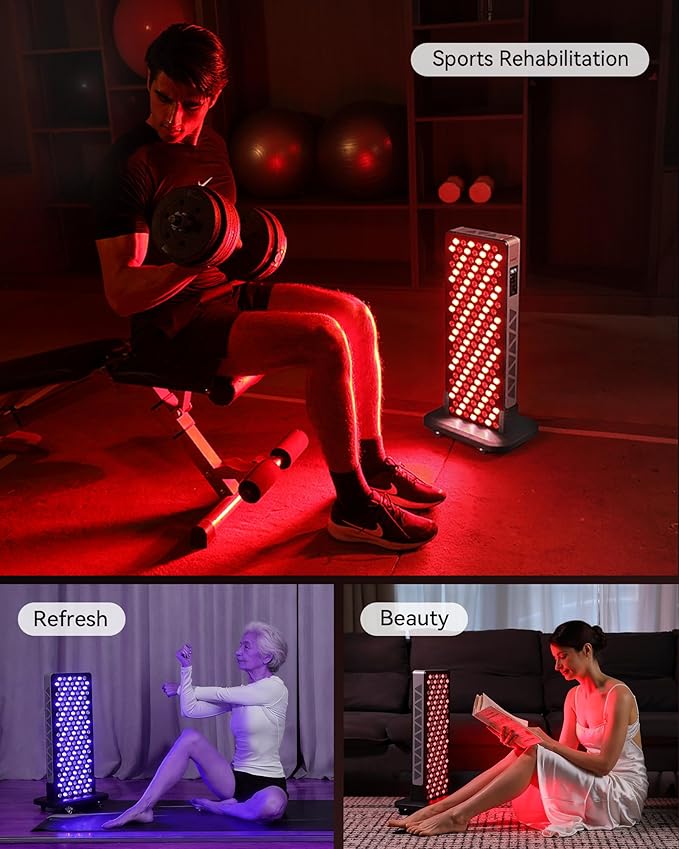 Red Light Therapy for Body Face 3+4 Chips 7 Wavements 460nm-880nm Red Light Panel with 4 Modes Dimmable &amp Timer Blue Lights Infrared Light Therapy for Home Office Gym Elite 156 LEDs