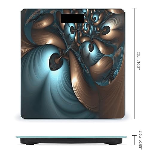 Abstract Blue Brown Scale for Body Weight Safe Rounded Corners Tempered Glass Digital Bathroom Scale LED Display 400lb Capacity Weight Scales with High Precision Sensors