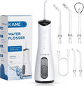 KAMEX Cordless Water Dental Flosser for Teeth Cleaning: Portable Oral Irrigator with 300ML Tank 4 Cleaning Modes Rechargeable IPX7 Waterproof Travel Water Flosser for Sensitive Gums Braces