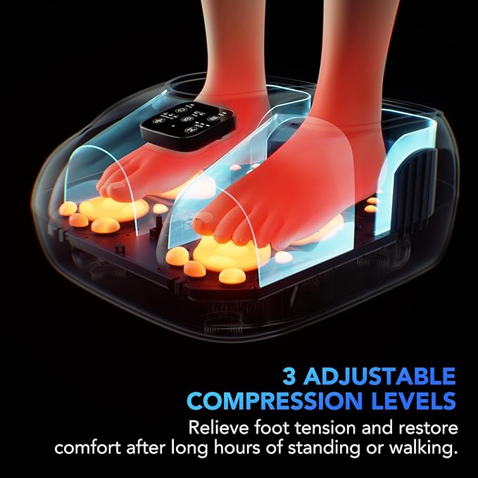 SKG YS100 Shiatsu Foot Massager with Heat and Remote Feet Massager with 3 Air Compression Modes for Plantar Fasciitis and Neuropathy Fits up to Size 13 for Men Women