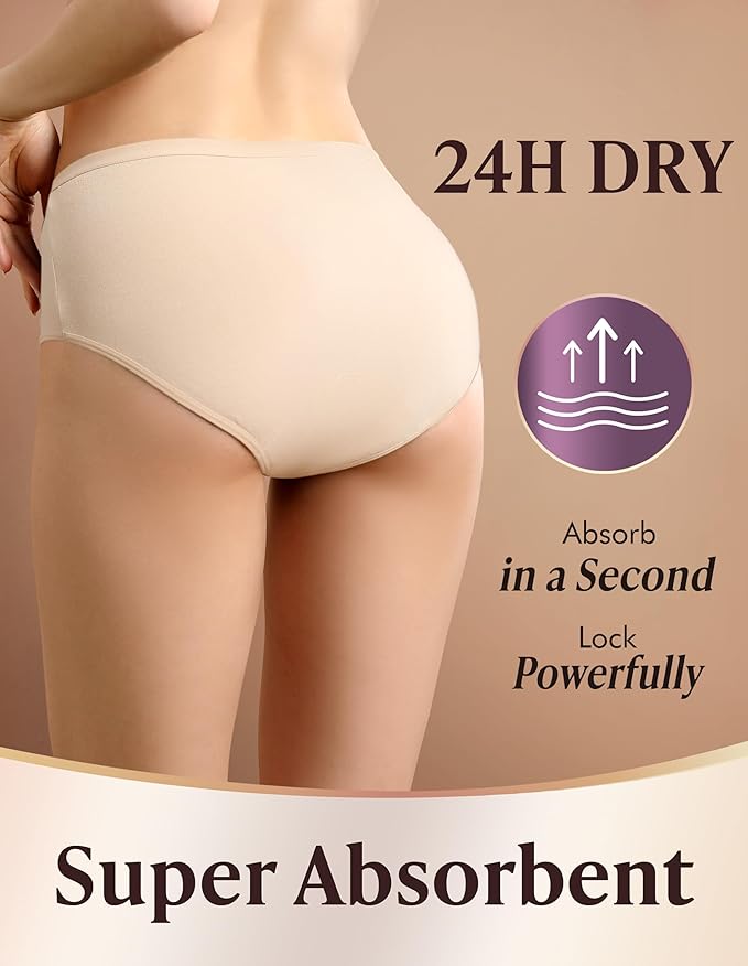 AIRCUTE Washable Adult Urine Incontinence Underwear for Women Leak Proof Absorbent Bladder Protective Panties (Small 5 Pack)