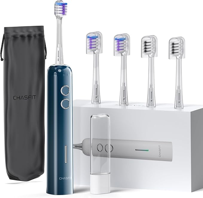 Electric Toothbrush for AdultsWave Oscillation &amp Vibration Sonic Tooth BrushBASS-Brushing Technique Travel Rechargeable Toothbrushes with 4 Soft Bristle Replace HeadsGifts for Men Women