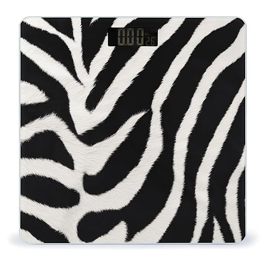 Zebra Animal Bathroom Scale for Body Weight LCD Display Digital Bathroom Scale Tempered Glass Bathroom Weight Scales Fashion Smart Scales for Home Bedroom 400 Lb