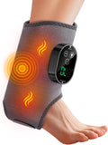 Cordless Ankle Massager with Heat and Vibration – 3 Vibration Levels 6 Heat Settings Rechargeable Auto Shut-Off Portable Foot Massager for Home Office Travel (Grey)