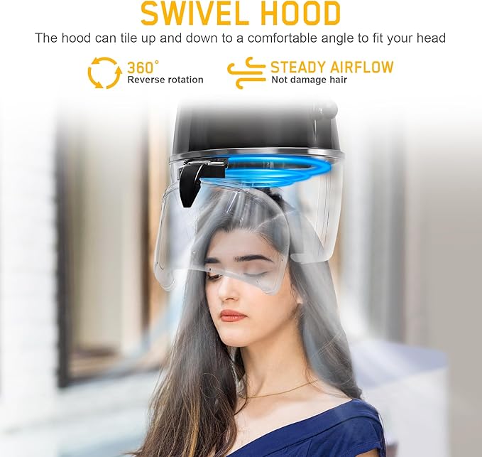 Wall Mounted Hair Hood Dryer with Swivel Arm – 900W Salon Hair Dryer with Adjustable Timer &amp Temperature Control – Space-Saving Design for Home &amp Professional Salons
