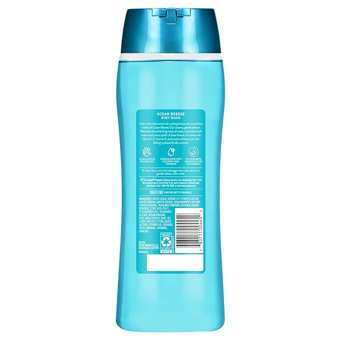 Suave Ocean Breeze Moisturizing Body Wash with Glycerin &amp Vitamin E Hydrating Formula For Soft Smooth Skin Long Lasting Fragrance 18 FL OZ 6 Count