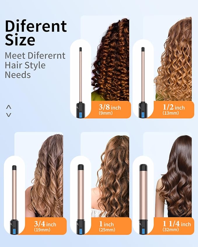 1 Inch Curling Wand Long Barrel Dual Voltage Hair Curling Iron Wand Ceramic for Long Hair10 Adjustable Temp