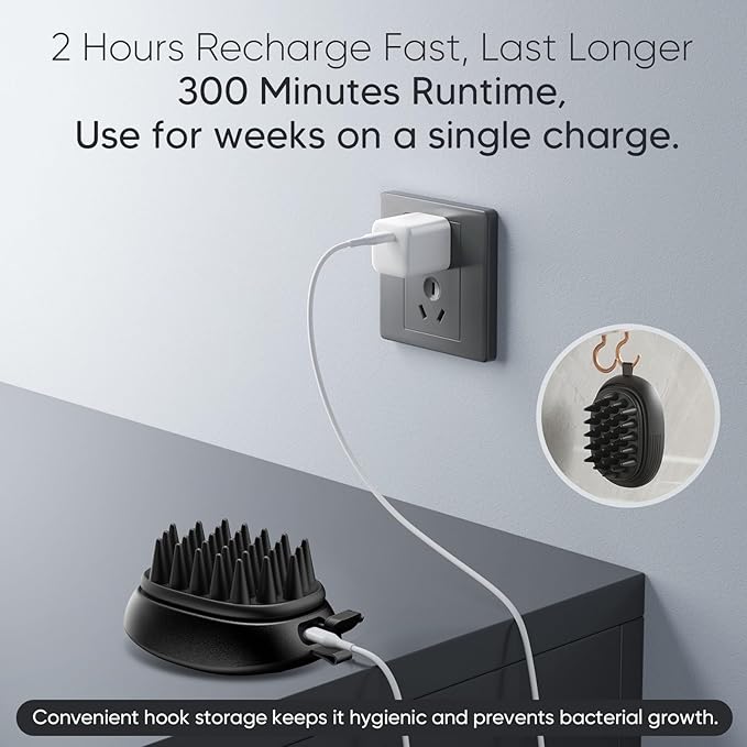 EKZ Sonic Vibrating Scalp Massager Shampoo Brush: Electric Silicone Hair Scrubber for Deep Scalp Clean Dandruff Removal Exfoliation Stress Relief &amp Hair Growth –Suitable for Women Men Kids &a