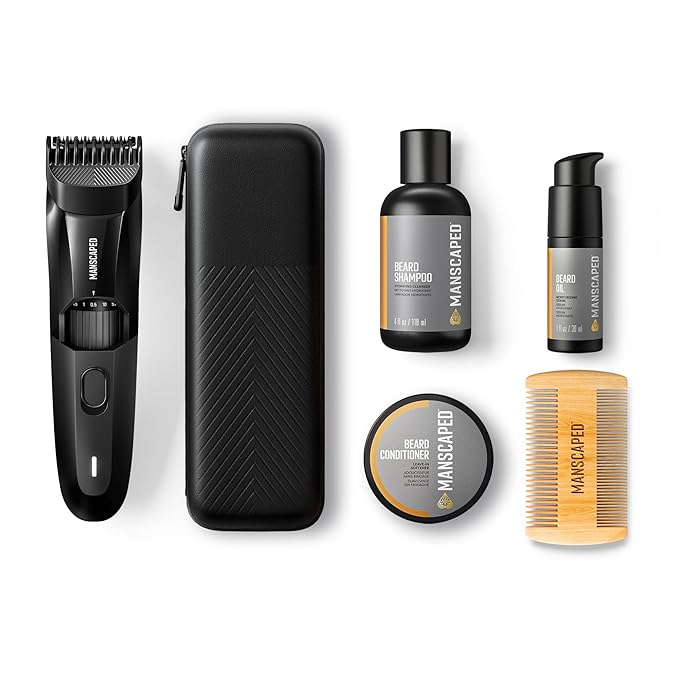 MANSCAPED® The Beard Hedger® Advanced Kit Includes Our Premium Precision Beard &amp Mustache Trimmer Hydrating Shampoo Softening Conditioner Moisturizing Oil &amp Facial Hair Comb
