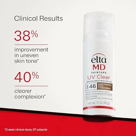 EltaMD UV Clear Tinted Face Sunscreen SPF 46 Oil Free Sunscreen for Sensitive Skin with Zinc Oxide Dermatologist Recommended