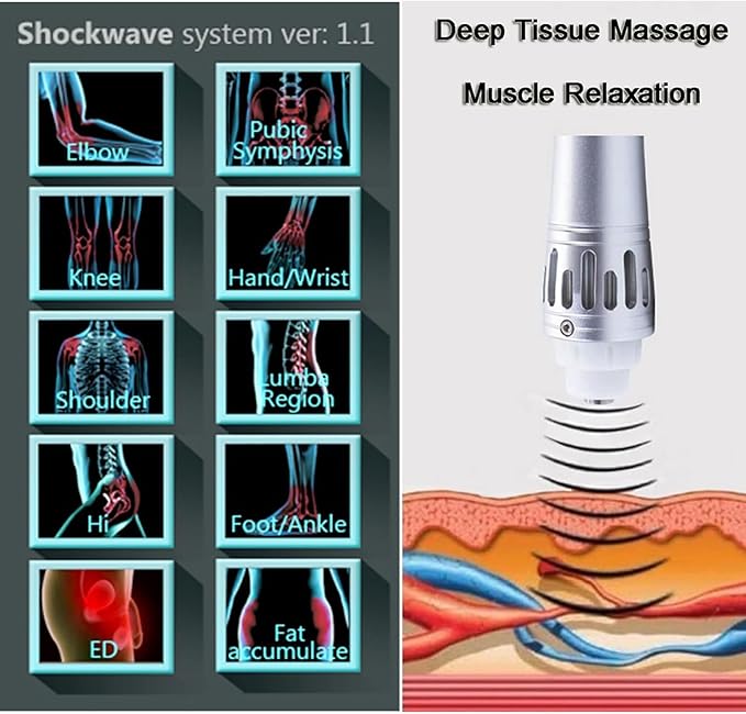 Shock Wave Machine Shockwave Therapy Instrument 7 Massage Heads Meet Various Needs Adjustment Massage Intensity Deep Tissue Massager for Back Shoulder Waist
