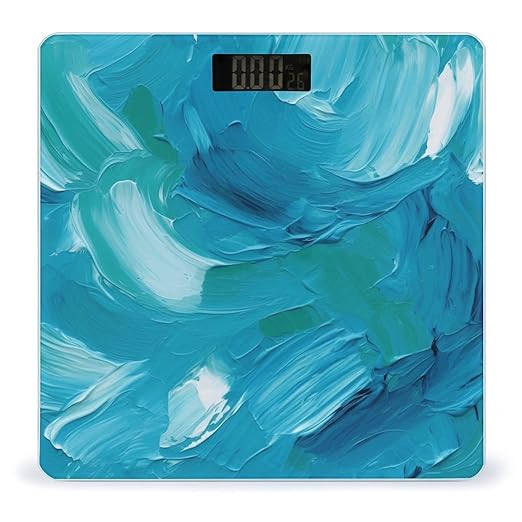 Blue Oil Paint Texture Smart Scale for Body Weight Accurate Bathroom Scale with LED Display Digital Weight Scales Weighing Machine High Precision Scales for Bath Home