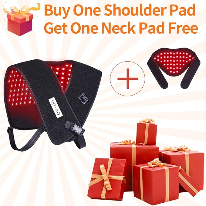 TUOB Red &amp Infrared Light Therapy for Shoulder &amp Neck Home Use 850nm Shoulder &amp 880nm Neck Pad Full Cover Light Therapy for Pain Relief &amp Muscle Relaxation