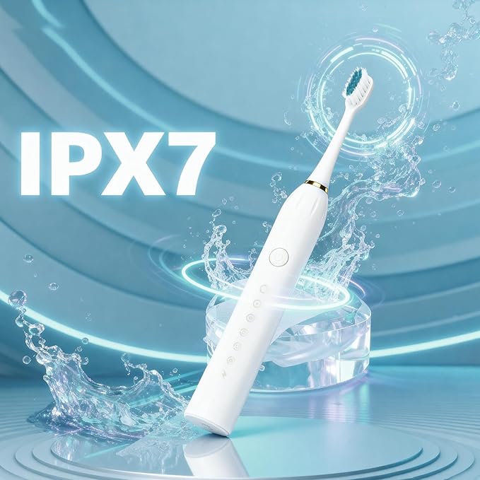 12 Pack Adult Electric Toothbrush Rechargeable Sonic Electric Toothbrush with 4 Brush Heads 6 Modes Timer Function IPX7 Waterproof 3 Colors Available