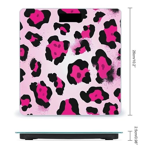 Women's Fashion Automatic Switch Digital Bathroom Weighing Scale Smart Scale Paint Splatter Cheetah Leopard Print Pink