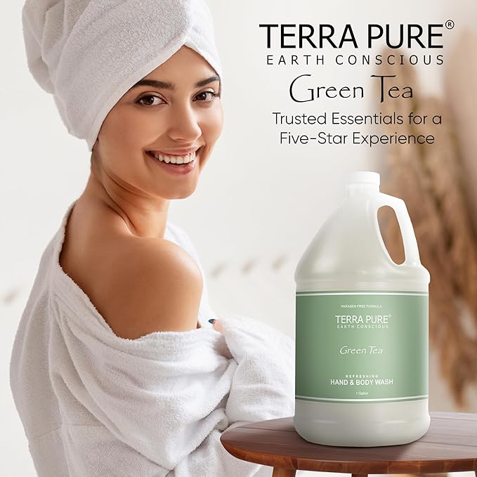 Terra Pure Hotel Hand &amp Body Wash Soap | Four Gallons | Designed to Refill Soap Dispensers (Set of 4)