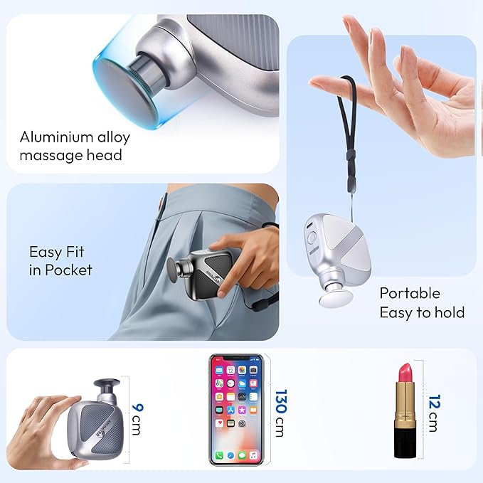 ANUMITRA Pocket Mini Massage Gun – Pocket-Sized Handheld Massager for Deep Tissue Muscle Relief Travel &amp Office Gym Use Ideal Gifts for Men &amp Women