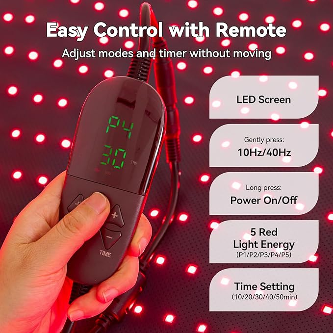 Extra Large Red Light Therapy Mat High-Density LEDs Full Body Red Light Therapy 660nm &amp 850nm Dual Wavelengths Foldable Red Light Therapy Blanket with Timer 47.5 x 20