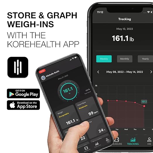 Korescale Digital Smart Scale with BMI Body Fat Muscle Mass Weight | Highly Accurate Bathroom Scales Bluetooth Composition Analyzer | Compatible with KoreHealth (White)