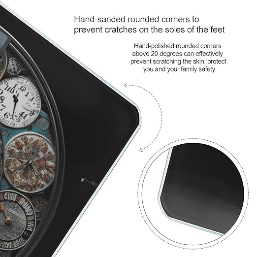 Clock Art Scale for Body Weight Safe Rounded Corners Tempered Glass Digital Bathroom Scale LED Display 400lb Capacity Weight Scales with High Precision Sensors