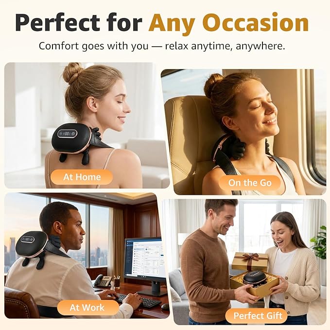 Neck and Back Massager with FingersBionic Real Palm Massager with HeatElectric Cervical Massage for Shoulder 4D Deep Tissue KneadingBalanced PressureIdeal for OfficeHomeTravel &amp Gifts (Blac