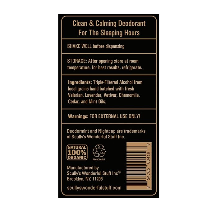 Scully’s Nightcap Deodormint Natural Deodorant Refill (9oz) - Overnight Aluminum-Free Non-Toxic Deodorant for Women &amp Men - Vegan Gluten Free No Chemicals - USA Made (Nightcap Refill)
