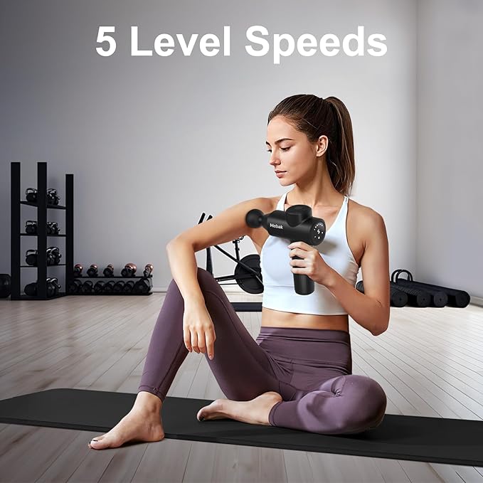 Mebak 7 Massage Gun Massage Gun Deep Tissue for Pain Relief Muscle Massager for Home Office &amp Gym 5 Speed Levels