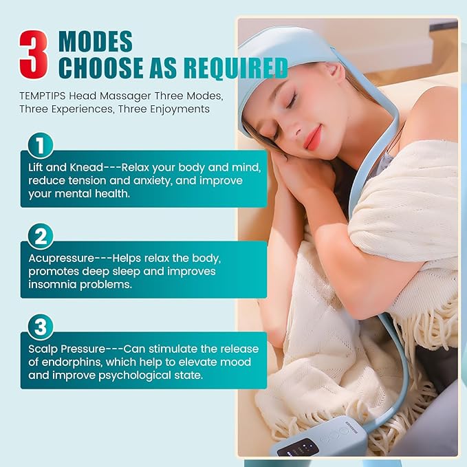 Head Massager ScalpRechargeable Massager for HeadPortable Electric Percussion for Deep Relaxation &amp Stress ReliefGreat Gift for Mom and Grandma