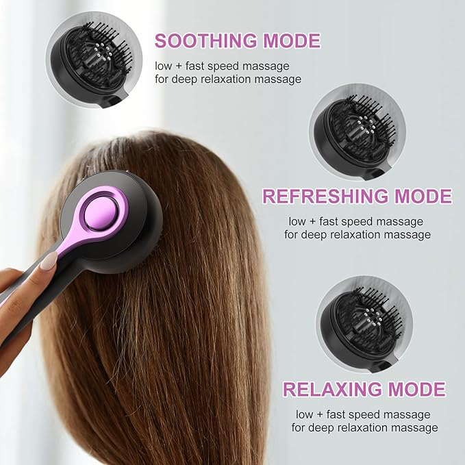 Yi Dong Electric Scalp Massage Comb with 4500mm² 66 Nodes 3 Modes Built-in 3ml Essential Oil Reservoir Type-C Rechargeable - Long-Lasting Hair Care Gift