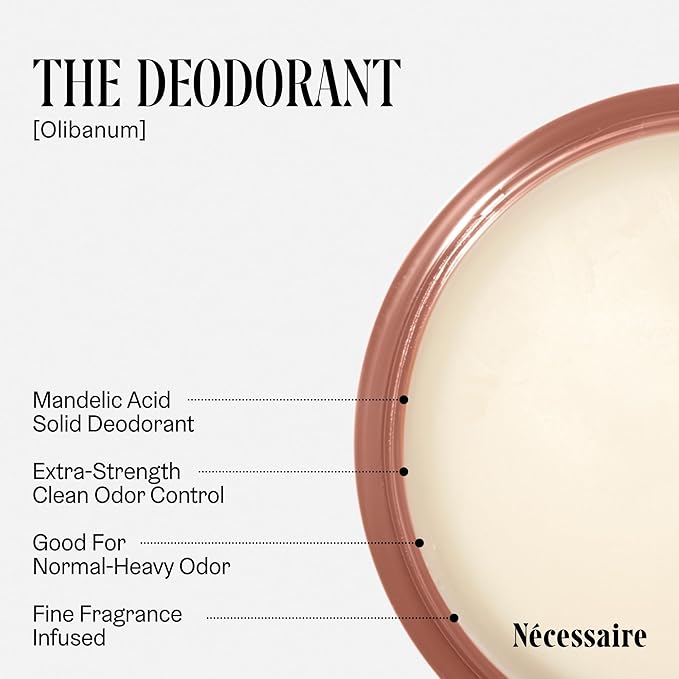 Nécessaire The Deodorant Olibanum | Natural Aluminum Free Deodorant For Women &amp Men. Extra Strength Treatment with Mandelic Acid. Free of Baking Soda Ozokerite &amp Parabens (2x 75 g/2.5 oz)