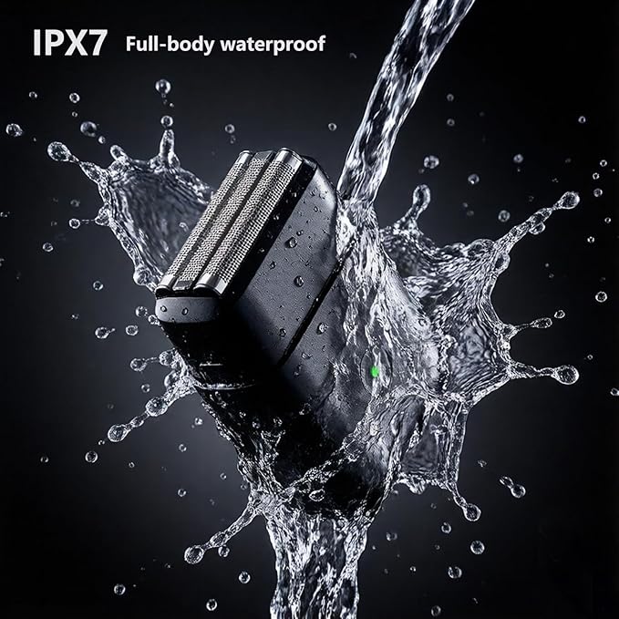 Electric Foil Shavers for Men Reciprocating Electric Razor with 3 Blades IPX7 Waterproof Wet &amp Dry USB-C Fast Charge 3D Floating Head Portable Travel Shaver Black