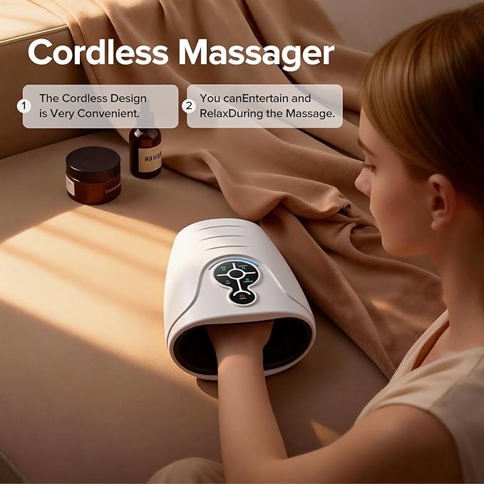 AERLANG Hand MassagerValentines Day Gifts for Her Him Birthday Gifts for Women Mom Hand Massage Machine with Heat and Compression Cordless Electric Hand Massager for Arthritis and Carpal Tunnel