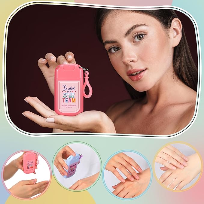 24 Set Team Employee Appreciation Gifts Bulk Mini Mist Hand Sanitizer Spray Keychain 1 oz Travel Size with Tag Team Building Gifts for Employee Coworker Staff Teacher Nurse