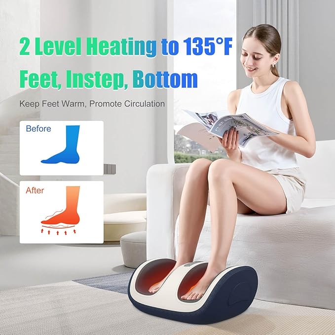 SLOTHMORE Shiatsu Foot &amp Calf Massager with Compression &amp Heating Deep Tissue Kneading Improves Circulation Helps Plantar Fasciitis for Foot Calf Arms Fit Up to Size 14