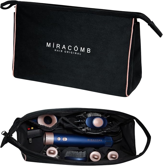 MIRACOMB Multi-Purpose Velvet Storage Bag - Spacious Hair Tool Organizer &amp Travel Case Compatible with Hypersonic BLDC X-Styler Dyson Airwrap &amp Shark FlexStyle - Dual Use Sleek Black Design