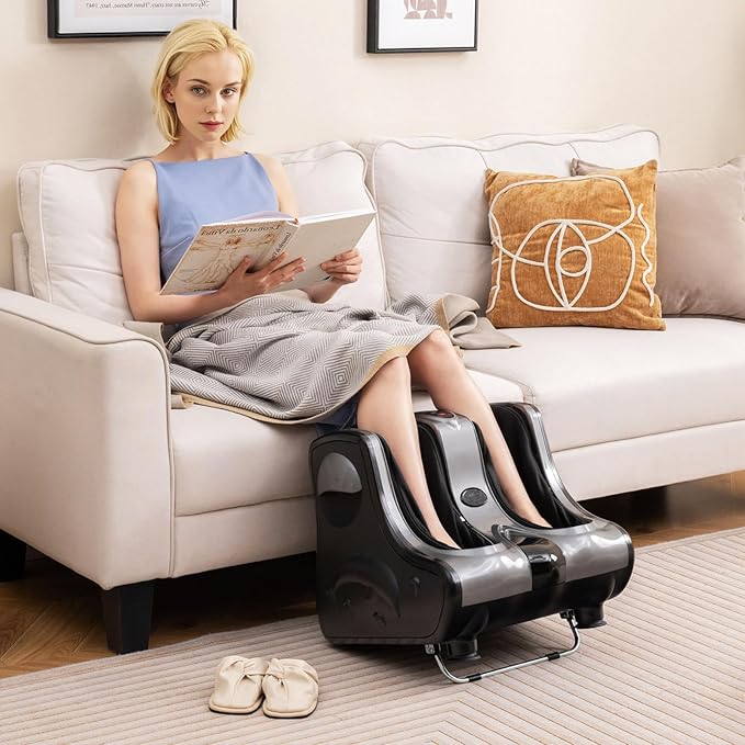 Giantex Foot and Calf Massager with Heat - Shiatsu Foot Massager Machine with Vibration Deep Kneading 3-Level Intensity Modes Electric Foot Massager for Tired Feet Leg Calf Pain Relief (Grey)