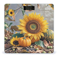 Fall Pumpkin Sunflower Bathroom Scale for Body Weight Bathroom Weighing Scales with Back Lit LED Display Sturdy Tempered Glass Body Weight Bathroom Scale 400lb Weighing