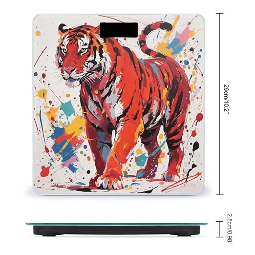Abstract Tiger Scale for Body Weight Accurate Digital Bathroom Scale Toughened Glass High Precision Scales Smart Weight Scales with Large LCD Backlight Display Weighing Machine