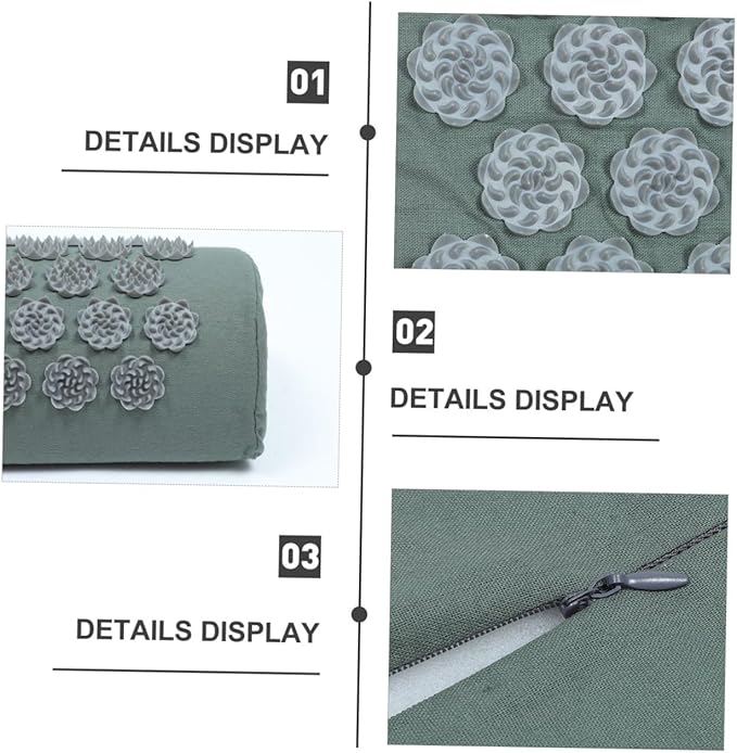Shiatsu Acupoint Massage Mat and Pillow Set for Relief Grey Acupressure Massage Cushion with Carry Bag Suitable for Back and Neck Relaxation Yoga Exercise and Muscle