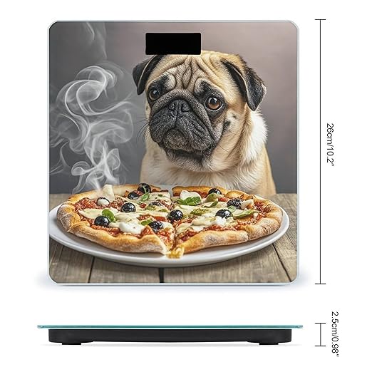 Pug Pizza Scale for Body Weight Digital Bathroom Scale Toughened Glass High Precision Scales for Body Weight with Large LCD Backlight Display Weight Scales