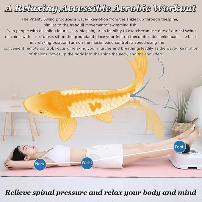 Fitness Blood Chi MachineSwing Foot Massager w/Remote Control30 Gear Speed AdjustableVitality Swing Shaking Exercisefor Relax Muscles