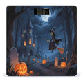 Orange Pumpkin Witch Scary Castle Weight Scale Cute Bathroom Scale for Body Highly Accurate Digital Weighing Machine for People Compact LCD Display Scales with Sturdy Toughened Glass Scales
