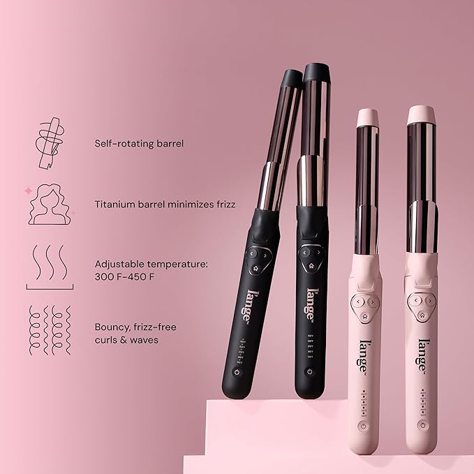 L'ANGE HAIR Le Pirouette 32MM Titanium Rotating Curling Iron Self-Rotating Curler | Curls and Waves for Beginners and Pros | Premium Titanium 1.25 Inch Barrel | Blush