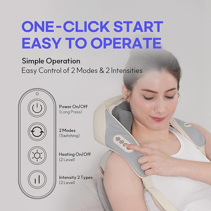 HuBDIC HubiCare Mini Neck Massager with Heat Cordless Electric Massager for Neck and Shoulder Upgarded 4D Deep Tissue Kneading Deep Massage at Home for Pain Relief Muscle Relaxation Gifts