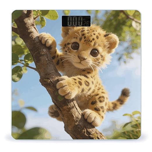 Leopard Style Smart Scale for Body Weight Digital Bathroom Scale Toughened Glass Weight Scale with Large LCD Backlight Display High Precision Scales Weighing Machine