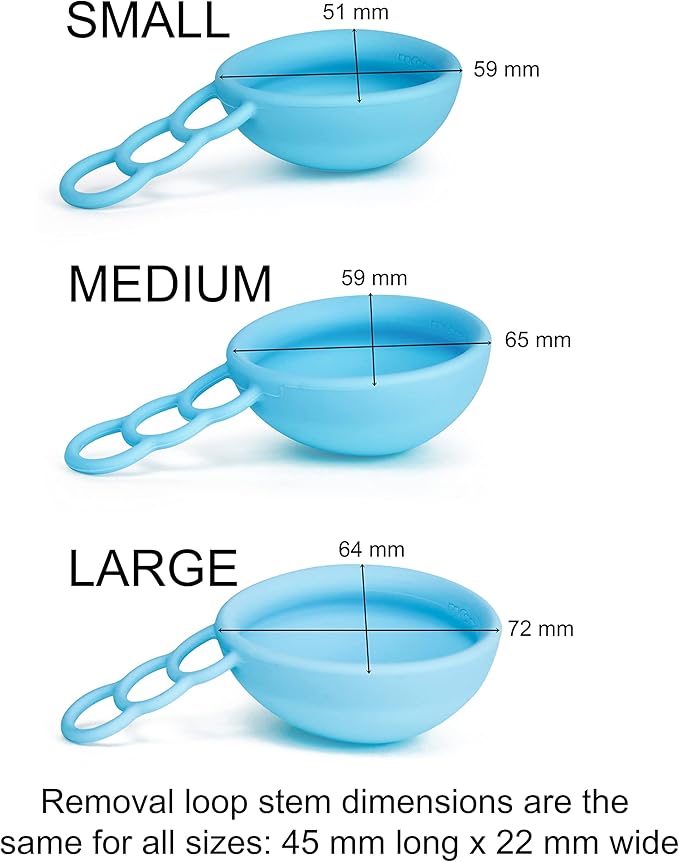 MOONTHLIES Reusable Menstrual Disc | Period Disc with Removal Loop Stem | Alternative to Menstrual Cups for Light or Heavy Flows | Sustainable Alternative to Tampons/Pads (1 Small 1 Medium Blue)