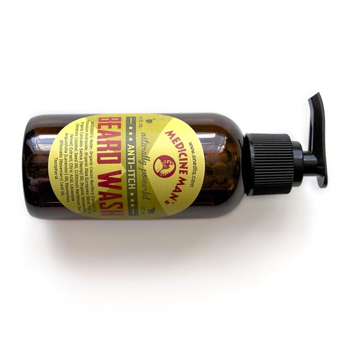 Medicine Man’s Anti-Itch Beard &amp Mustache Kit - Beard Itch Wash Oil Balm Brush - Beard Treatment Products in Premium Gift Box